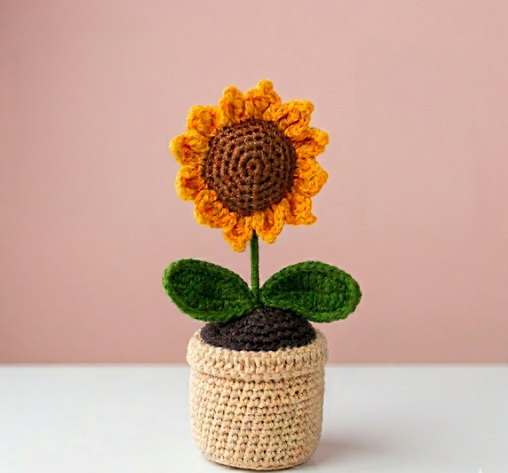 🌻 Crochet Sunflower Pot